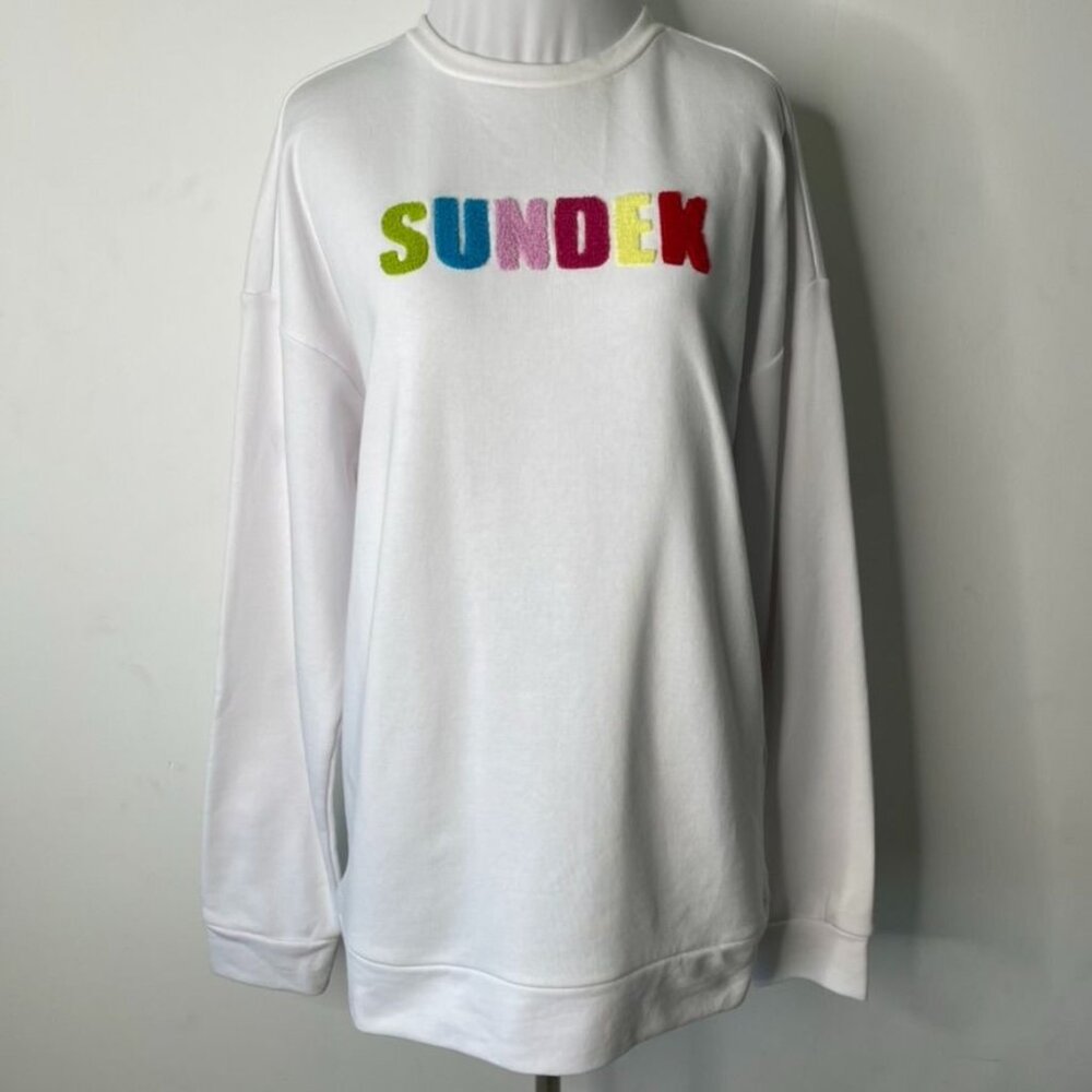 SUNDEK Shawnee Women's White Crewneck Long Sleeve Sweatshirt Size Large